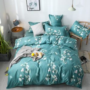 Bedding Sets Home Texile Sheet Pillowcase&duvet Cove Set Duvet Cover Fashion Blue Bed Adult Linens Leaf Bedclothes Green