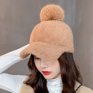 Ball Caps Mode Dame Mohair Winter Hut Frauen Pompom Casual Strick Beanie Warme Baskenmütze Baseball Kappe Wolle Visier Motorhaube weiche 230211