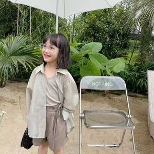 Sets Mom Girls Shirts Shorts Vest Clothing Set Toddler Casual Fashion Korean Summer Dress Chiffon Pieces TSHIRT Cardigan Suit