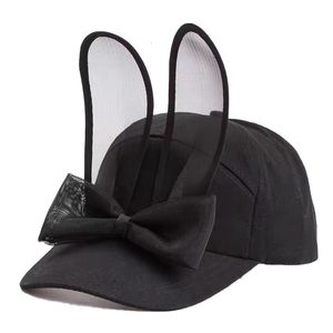 Kapelusz czapki kulowej urocze uszy króliczki Kpop kapelusze koronkowe łuk Sunshade baseball czapka Gorras Hombre 230211