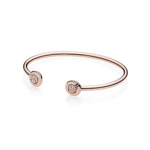 Braccialetti rigidi con polsini in oro rosa 18 carati con scatola originale per gioielli da sposa da donna in argento sterling 925 con scatola originale Pandora CZ Set di braccialetti di fidanzamento con diamanti