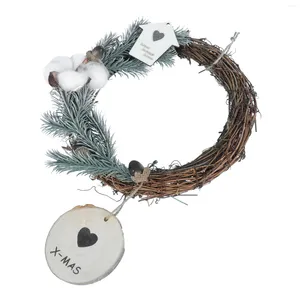 Flores decorativas Wreath Garland Christmas Holiday Porta Porch Cotton Ring Ring Pine Wall Tree Tree Piece Central Wedding Party Decoring