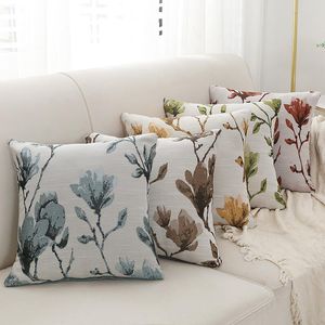 Pillow Spandex Tampa decorativa de 45x45cm Jacquard Flower Pattern Covers Cadeiras Pilow para S Decoração de casa Jardim