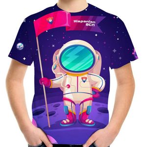T-shirts astronaut isplanet t-skjorta för flickor pojkar sommar 4-20 år teen teen cool födelsedag t-shirts barn mode tshirts kläder t230209