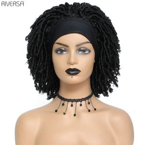 Syntetyczne peruki Krótkie dreadlock fryzury miękki opasek na głowę Faux Locs dla czarnych kobiet Ombre szydełka Plecianie 230210