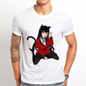 Herren T-Shirts Meow Jabami Yumeko von Kakegurui Lustiges Anime-Shirt Männer Weiß Lässig Kurzarm Unisex Otaku Manga Streetwear T-Shirt