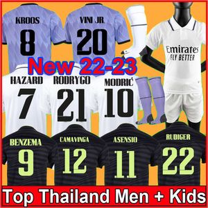 22 23 Benzema Soccer Jerseys Tee Shirts Football Shirt Home Away 3rd 4th Camavavera Alaba Hazard Asensio Real Madrids Modrric Camiseta Men Kid Kit 2022 2023 Uniforms