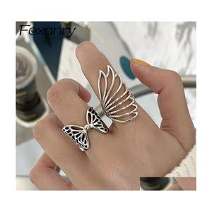Band Rings Retro Personality Butterfly Ring Highend Index Finger Trendy Accessories Fashion Creative Hollow Wings Wedding Jewelry Dr Dhrz2