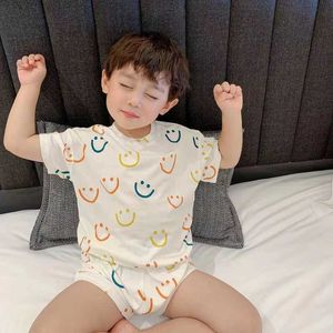 Clothing Cute Sleepwear Suits For Toddler Boys Crew Neck Tshirts Printed Shorts Children Thin Cotton Casual Short Sleeve Pajamas Sets