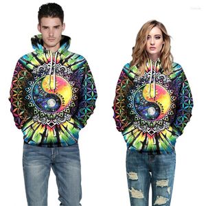 Felpe con cappuccio da uomo 2023 Moda Hip Hop Pullover uomo / donna Stampa digitale 3D Colorato Otto diagrammi Manica lunga con cappuccio Poliestere sciolto