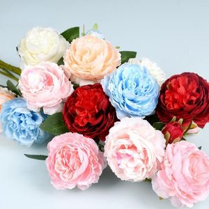Dekorative Blumen, 3-köpfige Pfingstrose, künstliche Western-Rose, Hochzeitsdekoration, gefälschte Blume, ausländischer Simulationsgarten