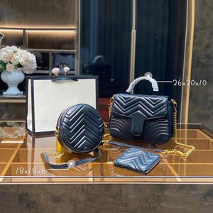 Designer Bolsa de três peças Totas de luxo Purse da marca de zíper único Bolsas femininas bolsas de couro reais bolsas xadrezes damas