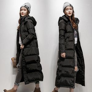 Damski zimowy płaszcz kaczki Ultra długi Maxi Kostka Długość żeńska puffer kurtki odzież z kapturem czarny plus xxl