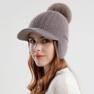 Top Caps Cokk Beyzbol Kapağı Kış Şapkaları Kadınlar için Knited Beanie Kalınlaştırılmış Kulak Koruma Bayanlar Bonnet Casquette Soğuk Dışı Sıcak Tut 230211