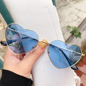 선글라스 빈티지 하트 모양 금속 프레임 멀티 컬러 유행 패션 여성 안경 상단 디자이너 UV400 레이디 그늘
