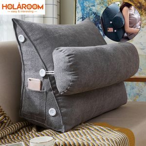 Pillow Bed Triangular Cushion Chair Bedside Lumbar Chair Backrest Lounger Lazy Office Chair Reading Living Room Pillow Household Decor 230211