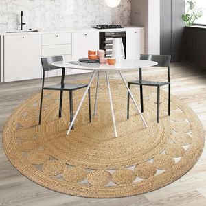 Carpets Rug Pure Natural Jute Round Handmade Braided Reversible Home Decorative Living Room Bedroom Decoration Weaving Style