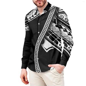 Men's Casual Shirts Men's Clothing Tattoo Print Style T-Shirt Polynesian Slim Long Sleeve Shirt Dress Wedding S-6xl Fall/Winter
