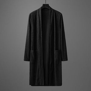 Ubranie etniczne Kimono Cardigan Men Trench płaszcz plus odzież wierzchnią rozmiar luźny chiński styl długi męski vintage wiatraka zwykła kurtka KK3930et