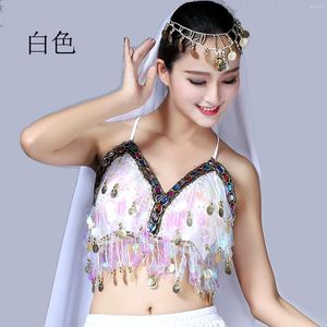 Women's Tanks Fashion Women Sexy Belly Dance Sequin Beaded Bra Top Clubwear Party Costumes Tassel Stage Performance Wear Costume