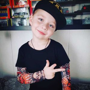 T-shirt Abbigliamento ragazzo T-shirt in cotone Manica lunga Bambini T-shirt Novità Manica tatuaggio Neonati maschi Top Primavera autunno Abbigliamento per bambini Cool T230209