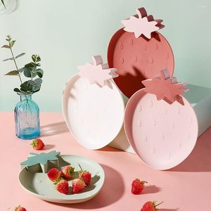 Plates Strawberry Plastic Trays Snack Bowls 2 Pack Serving Platters Tray Decorative For Candy