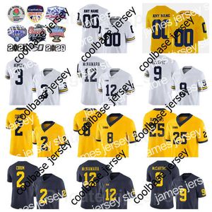 Amerikan Koleji Futbol Giyim NCAA Koleji Futbol Michigan Wolverines Jersey 12 Cade McNamara 9 JJ McCarthy 2 Blake Corum 3 AJ HENNING 25