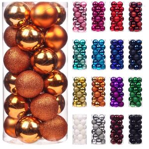 Party Decoration 24pcs/Box Christmas Ball Tree Ornament Hem Hanging Pendant Year Gift Navidad 2023