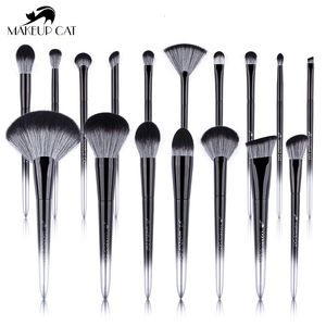 Eye Shadow Makeup Cat Cosmetic Brush Black Silver Series 17BASF Hair Soft Brushes Beginner And Professional Beauty Tool Make Up Pen 230211