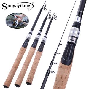 Boat Fishing Rods Sougayilang 18M 21M 24M Telescopic Spinning Rod High Quality Ultralight Carbon Fiber Cork Handle Feeder Fishing Rods Tackle J230211