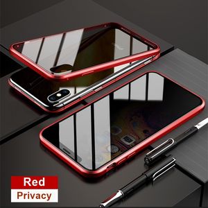 iPhone Metal Caseの場合電話ケース磁気プライバシーPEEP TEMERED PRIVATE COVER 14 13 12 11 PROMAX XS Max 14Pro 13Pro 12Proの予防