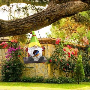 Figurine decorative Gnome Birds House Hanging Swing Nido per esterno Giardino Decor Ciondolo Artigianato Miniature