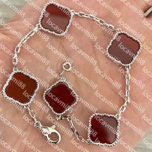 Fashion Classic 4 Four Leaf Clover Charm Armband Bangle Chain 18K Silver Agate Shell Valentine's Day for Women Girl Wedding Jewelry Gifts Link2