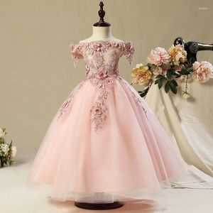 Abiti da ragazza glitter First Communion Dress abito di pizzo lussuoso appqulies Ultimate Rose Gowns Flower Kids Abito da ballo Juior Bridesmaid