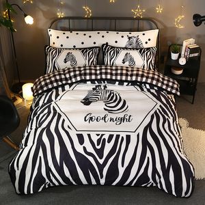 Bettwäsche-Sets, Zebra-Phantom-Set, Schwarz-Weiß-Serie, Bett-Cartoon-Kinderbettwäsche, vierteiliges Set aus Einzel- und Doppelbetten, Heimtextilien 230210