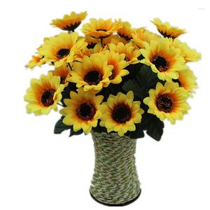 Dekorative Blumen Künstliche 7 Köpfe Gelbe Seidensonnenblume Simulation Zweig/Blumenstrauß F;Loral Für Büro Party Garten El Hochzeitsdekor