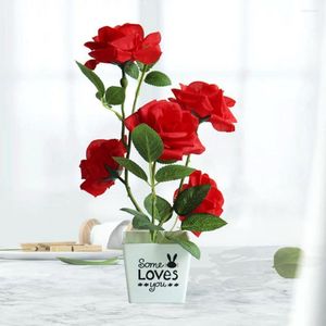 Dekorative Blumen Künstlicher Blumentopf Rose Bonsai Kunstseidenblume Indoor Outdoor Imitation für Heim-Desktop-Dekoration