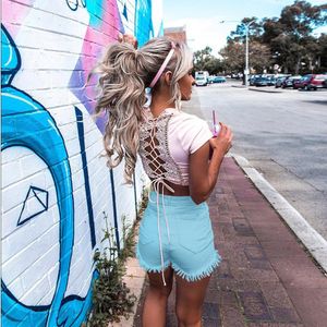 Jeans new summer shorts thin European American fringed stretch hot pants denim super shorts 185H5