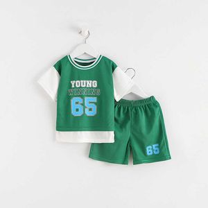 Clothing Summer Kids Unisex Casual Sports Basketball Clothes Tshirt shorts Soft Fake pcs Suits Middle And Small Children's Sets