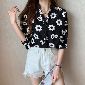 Женские блузки 2023 летняя блузская рубашка для женщин мода с половиной рукава v Neck Casual Lady Lady White Ridts Tops Япония в корейском стиле