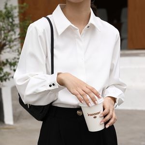 Women's Blouses Shirts OL Style Formal Women White Shirts Turn-Down Collar Blouse Tops Elegant Workwear Female Blusa Single-Breasted Shirts Long Sleeve 230211