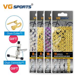 Bike Chains VG Sports 8 9 10 11 speed Bicycle MTB half mountain road bike full hollow chains ultralight 116L gold 0210