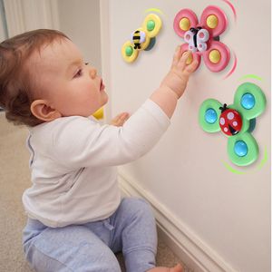Spinning Top Baby Cartoon Spinning Toys Insetto colorato Fidget Spinner Toys per alleviare lo stress Giocattoli educativi da bagno per neonato Toddler Gift 230210