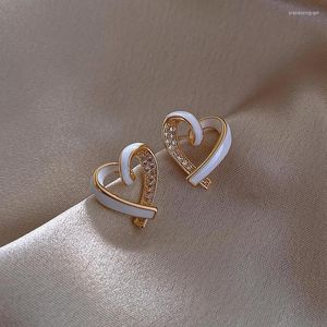 Stud Earrings 2023 Trend Simple Heart For Women Korean Fashion Elegant Girls Wedding Jewelry Charm Woman Unusual Set Accessories