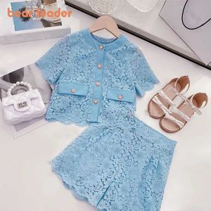 Set di abbigliamento Bear Leader Neonate Versione coreana di un piccolo abito profumato Estate Nuovi pantaloncini a maniche corte in pizzo per bambini Set in due pezzi