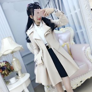 Trench feminina Casacos Mulheres Windbreaker Trench Spring Autumn Beige British Coat Slim Solid Color 230211