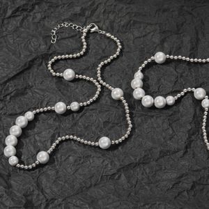 Japonia Korea Południowa Lekkie luksusowe luksusowy łańcuch perłowy prosta, modna i wszechstronna składana naszyjnik z koralikiem ze stali nierdzewnej
