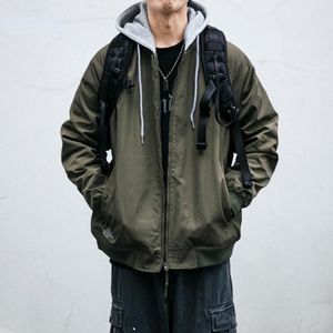 Herrjackor japanska streetwear våren 2023 huva baseball uniform koreansk mode överdimensionerad bomberjacka harajuku casual coat män