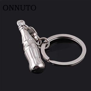 Key Rings High Simulation Coke Bottle Keychain Mini Cola Zinc Alloy Metal Silver Plated Key Holder Car Bag Accessories Custom Gift S009 G230210