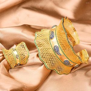 Halsband örhängen sätter siscati 2 st dubai saudiarabien bred armband ring för kvinnor bröllop engagemang brincos para som mulheres